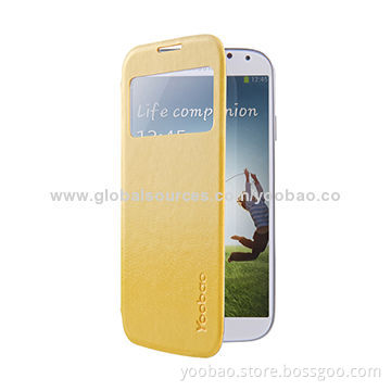 High-quality Elegant Slim III Leather Case for Samsung S4 (i9500) with Yellow Color